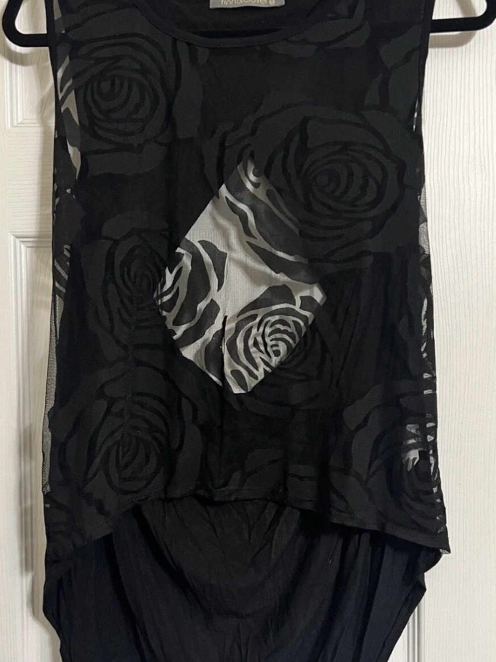 Finn & Clover Size M Black Sexy Sheer Front Sleeveless Open Keyhole Back Top